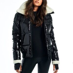 SAM. Black Bomber Jacket with Cream Accents